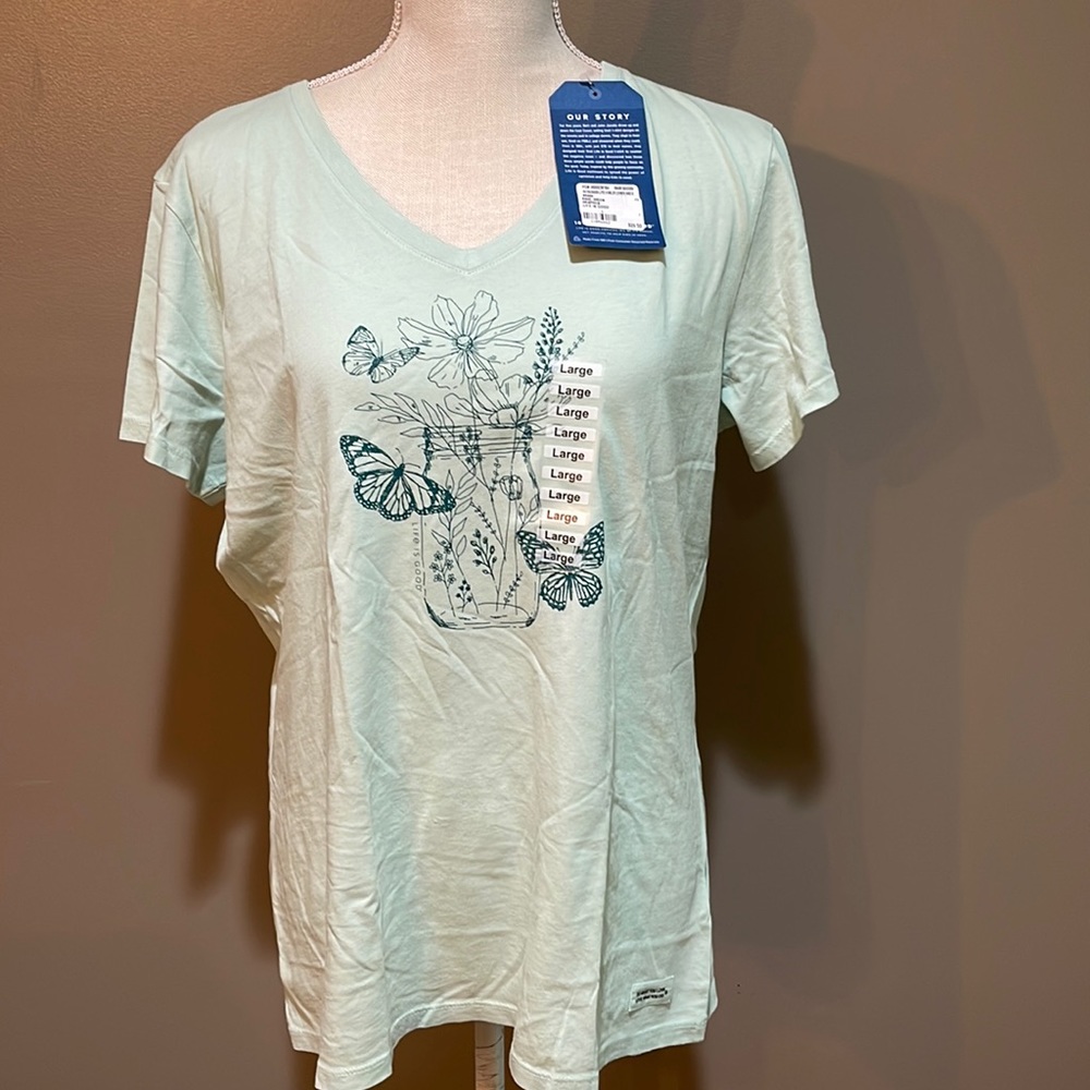 Life Is Good V-Neck Top Womens Large